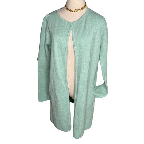 J. Crew 100% cotton heavyweight knit open long cardigan sweater pockets size XS - Picture 1 of 5